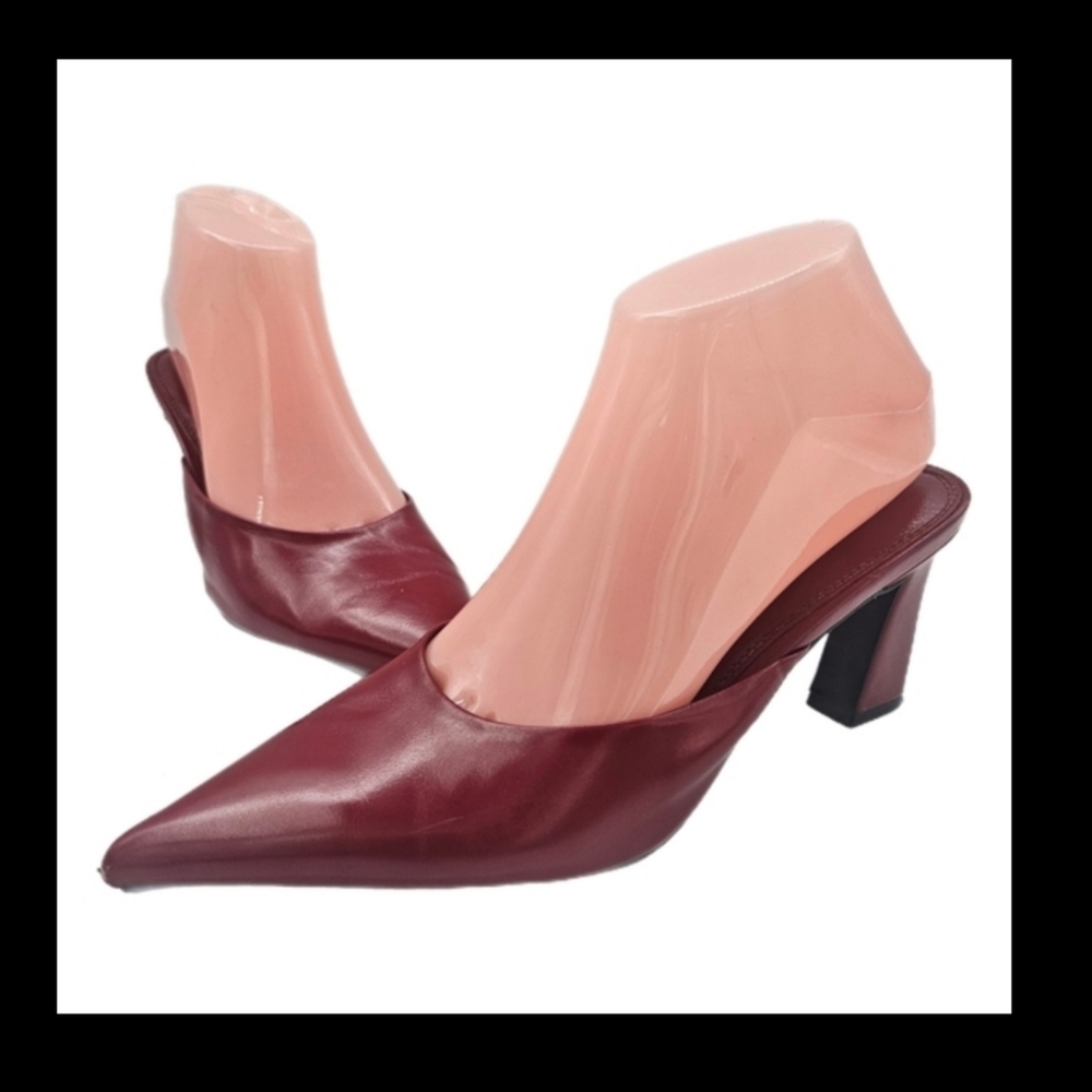 Jeffrey Campbell Unamused Red Pointed Toe Heeled Mules Size 7